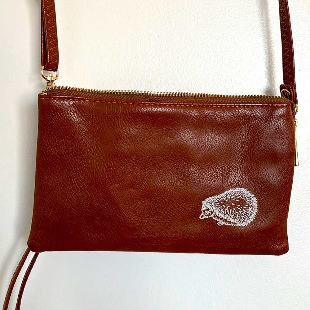 Hand printed vegan leather purse